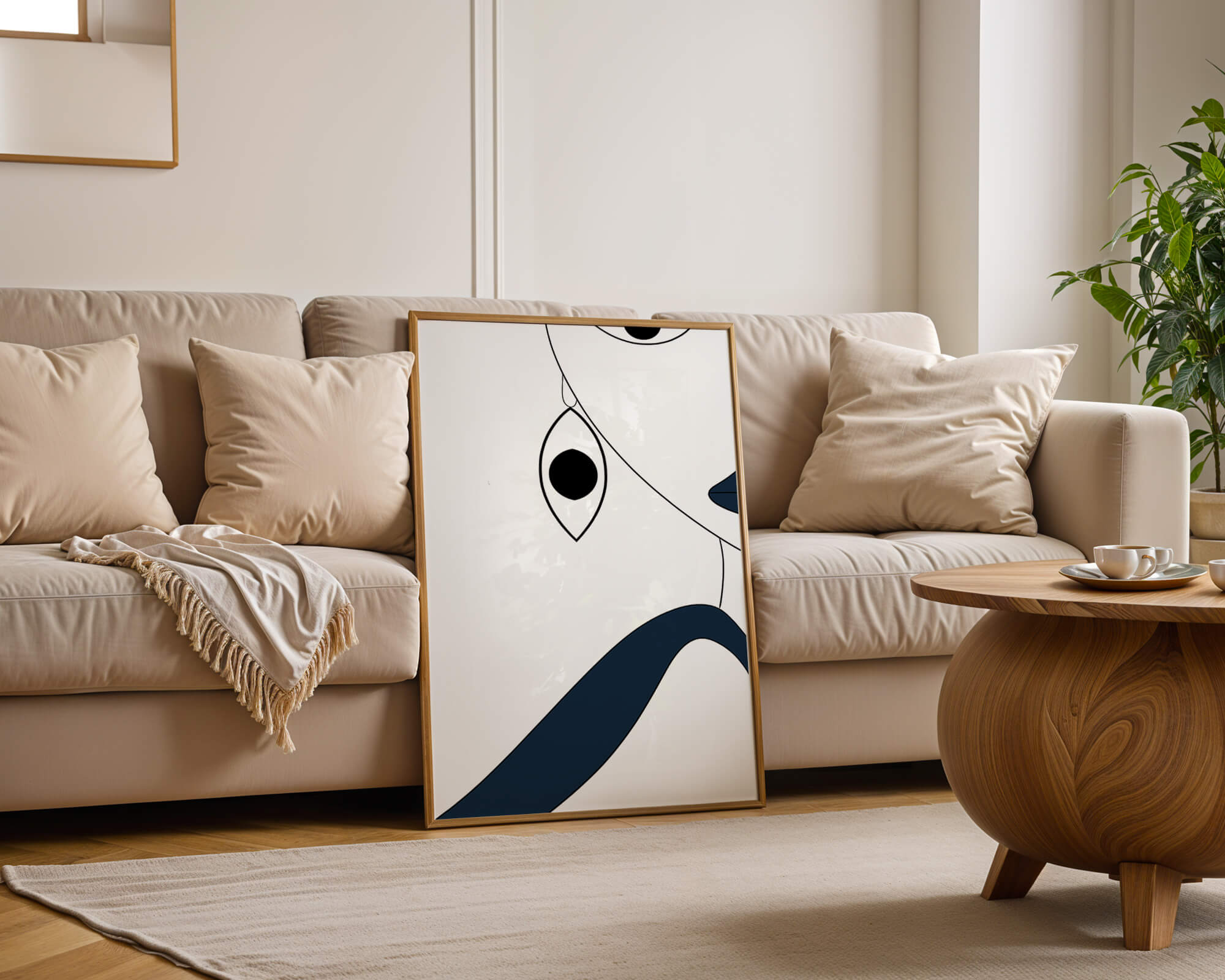 Abstract Minimalist Art with Geometric Shapes and Earring Detail - Mi tienda