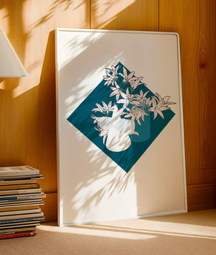 Modern Floral Design with Geometric Elements