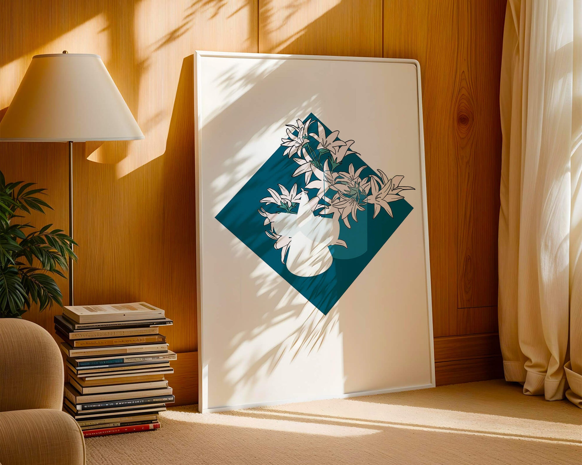 Modern Floral Design with Geometric Elements