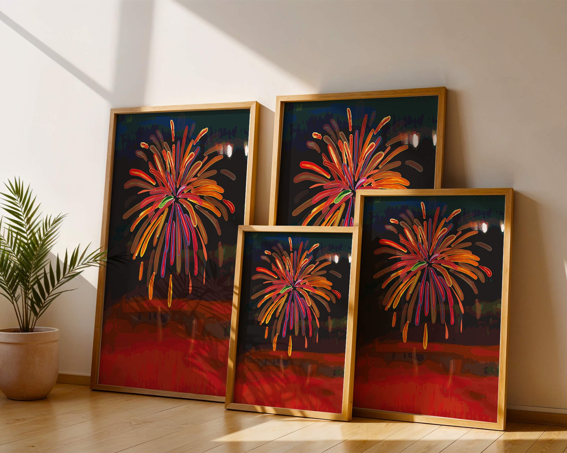 Feu d'artifice vibrant avec des éclats colorés