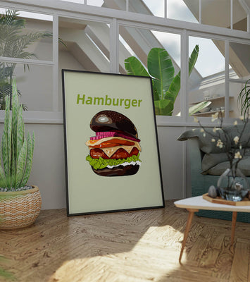Delicious hamburger illustration with vibrant ingredients