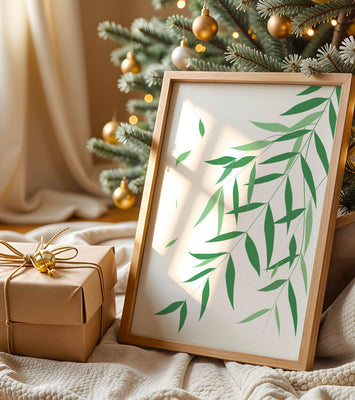Elegant green leaves on black background art illustration