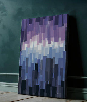 Abstrakter pixeliger Farbverlauf mit Blau- und Lilatönen