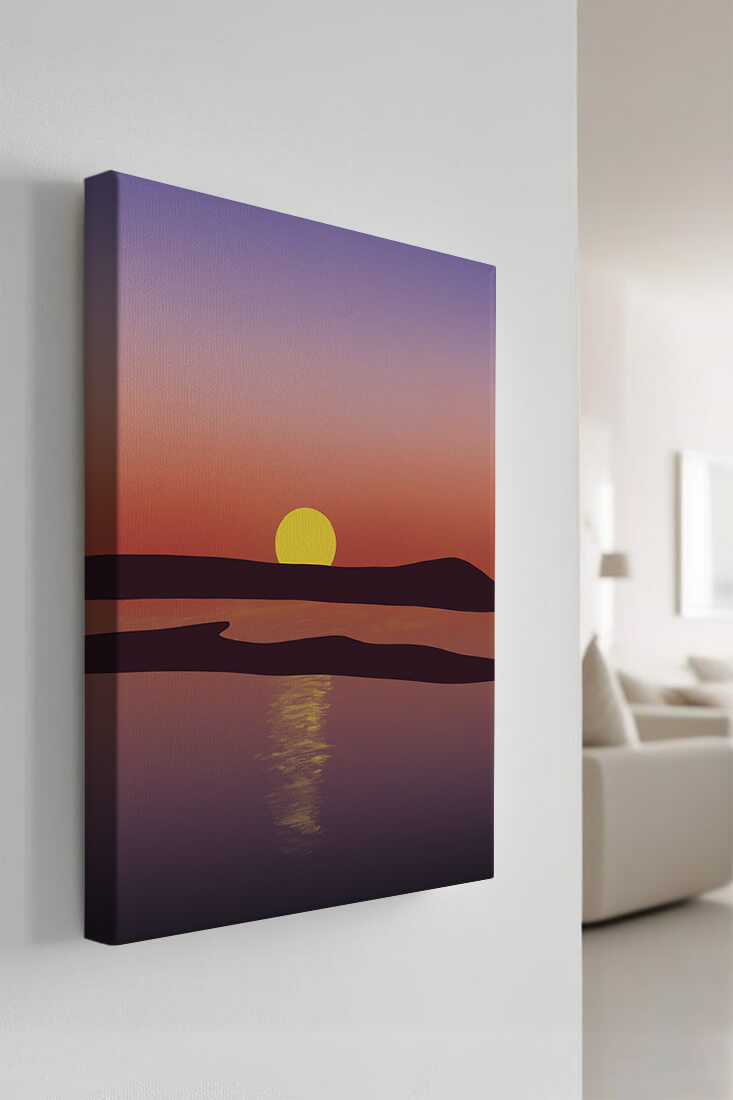 Sunset Over Tranquil Water with Vibrant Sky