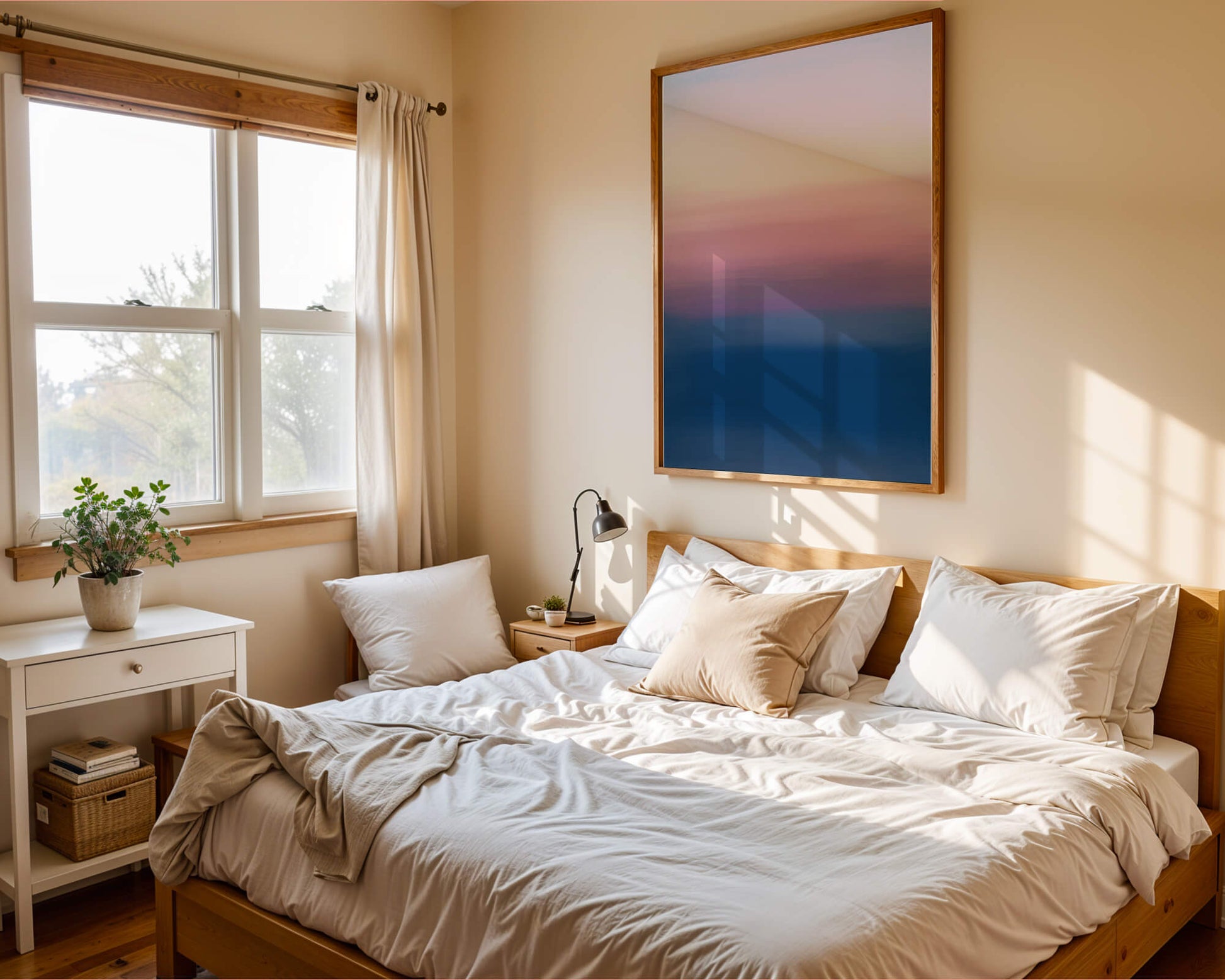 Atardecer abstracto y tranquilo sobre el océano con cielo degradado