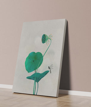 Lotus Flower and Dragonfly with Watercolor Effect - Mi tienda