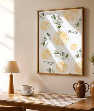 Motif avec des tranches d’orange et des feuilles vertes