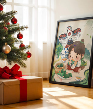 Charmante illustration d’un enfant savourant un plat traditionnel