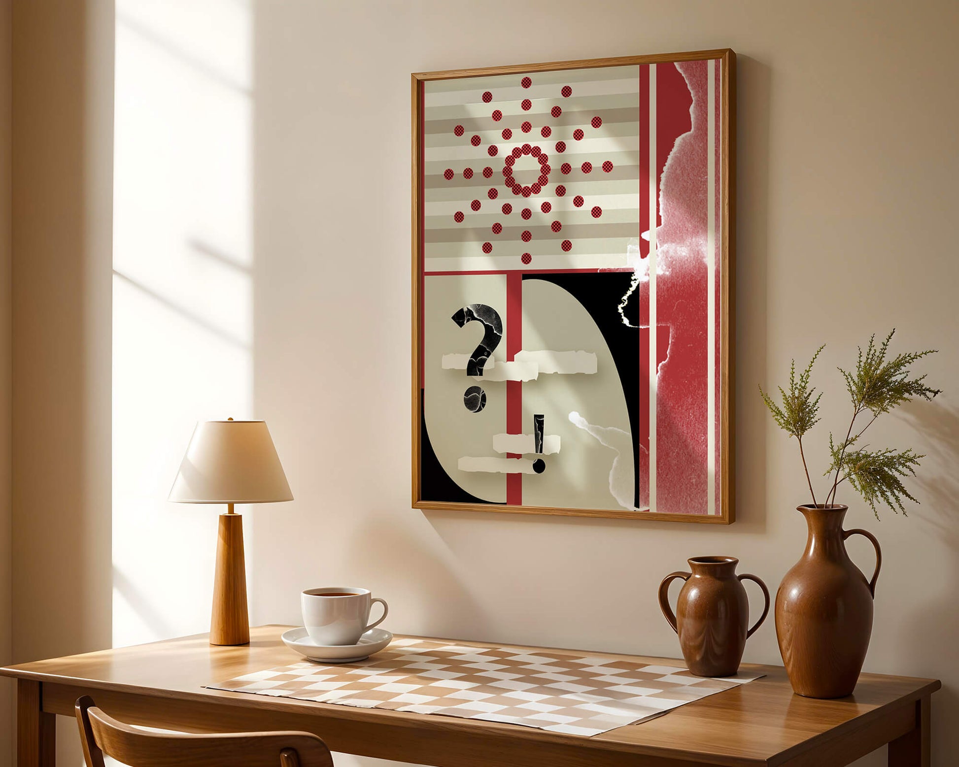 Design géométrique abstrait avec des éléments rétro et des symboles audacieux