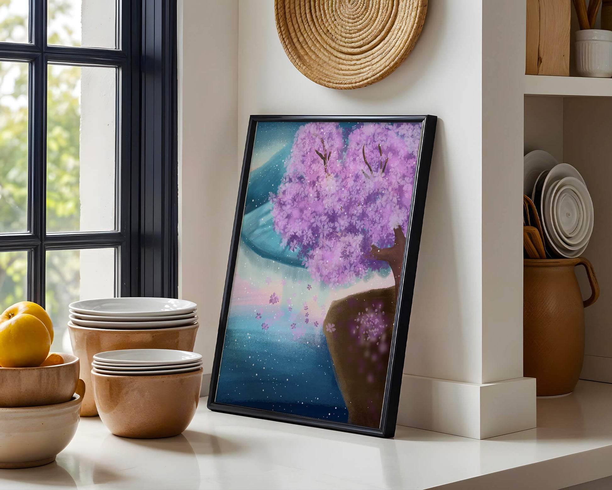 A Beautiful Cherry Blossom Tree in a Dreamlike Landscape