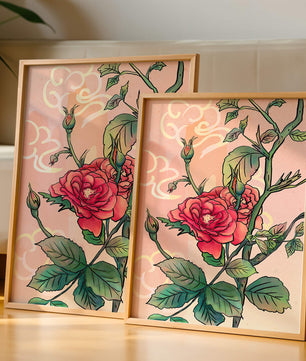 Ilustración Elegante de Rosa con Fondo Pastel Suave