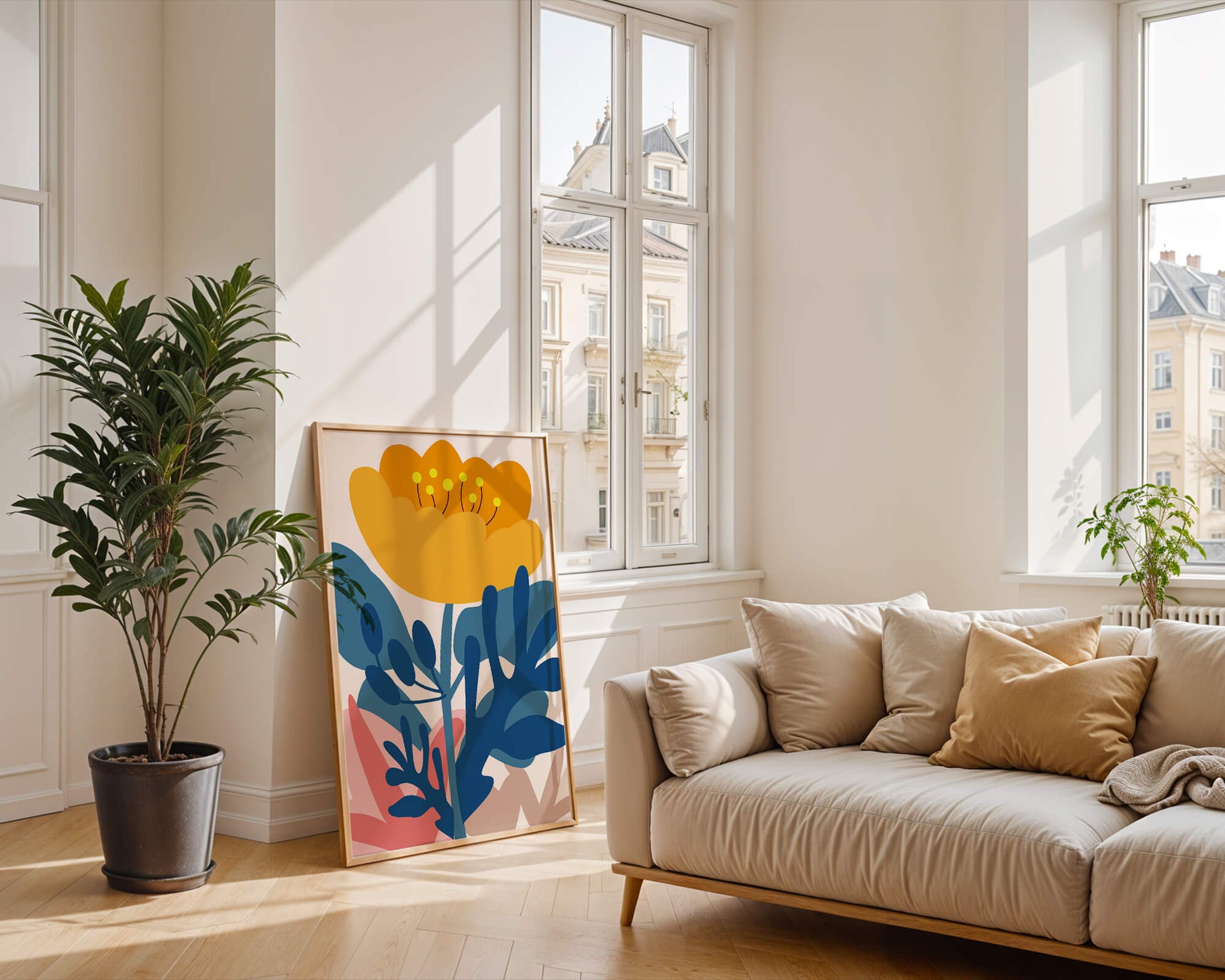 Illustration florale abstraite colorée au design botanique moderne