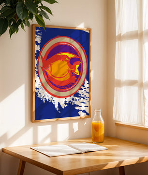 Abstraktes kreisförmiges Design mit lebendigen Farben und Pinselstrichen