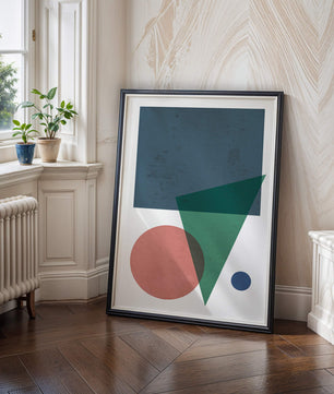 Abstract Geometric Composition with Overlapping Shapes on Textured Background - Mi tienda