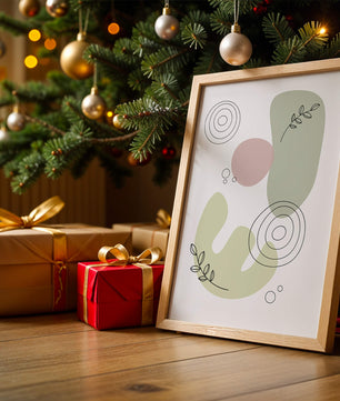 Abstract shapes and leaves in minimalistic design