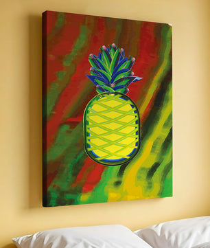 Piña abstracta colorida con fondo vibrante