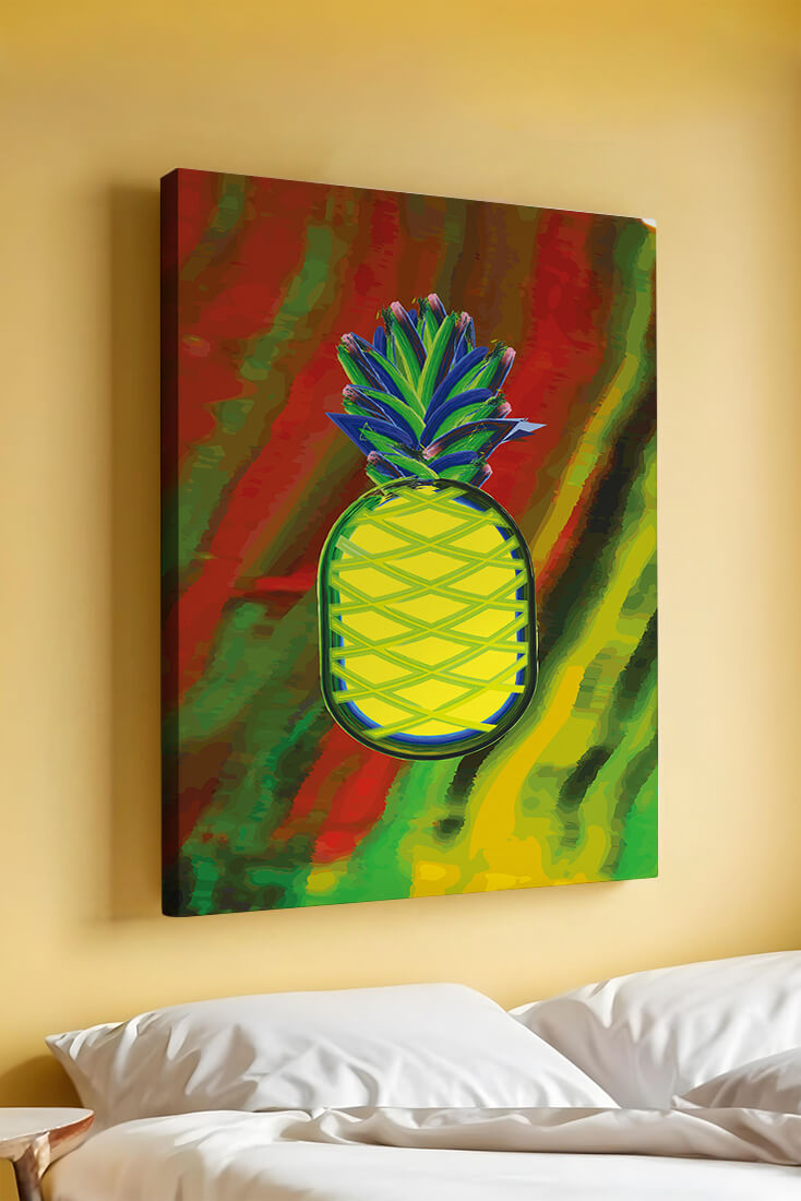 Piña abstracta colorida con fondo vibrante