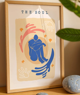 Contemplative Abstract Human Figure with Vibrant Colors and Bold Lines - Mi tienda