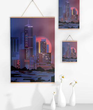 Modern Cityscape at Sunset with Skyscrapers and Vibrant Sky - Mi tienda