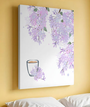 Elegant floral illustration with lilac blossoms and delicate branches