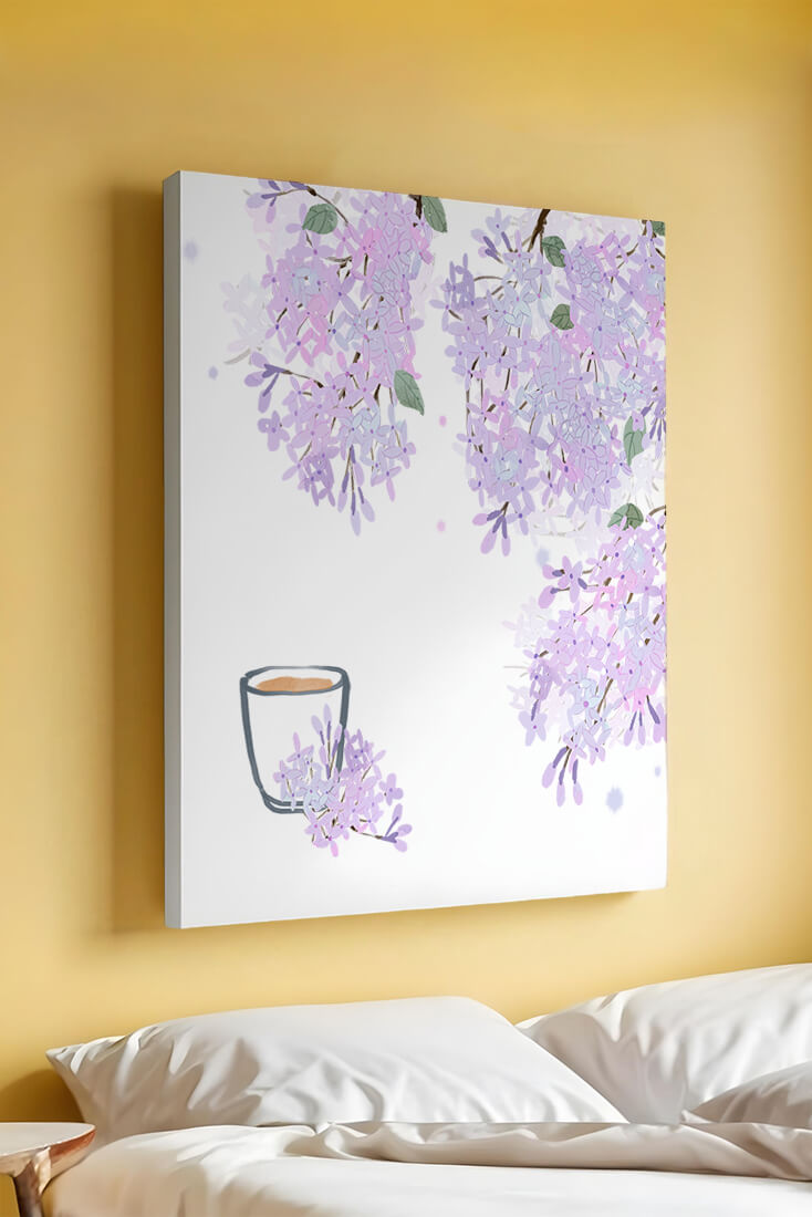 Elegant floral illustration with lilac blossoms and delicate branches