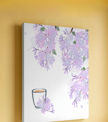 Elegant floral illustration with lilac blossoms and delicate branches