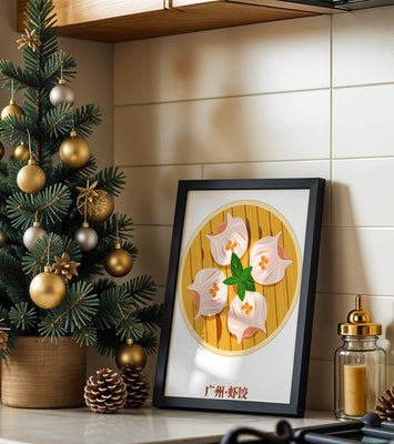 Illustration of traditional dim sum dish with vibrant colors