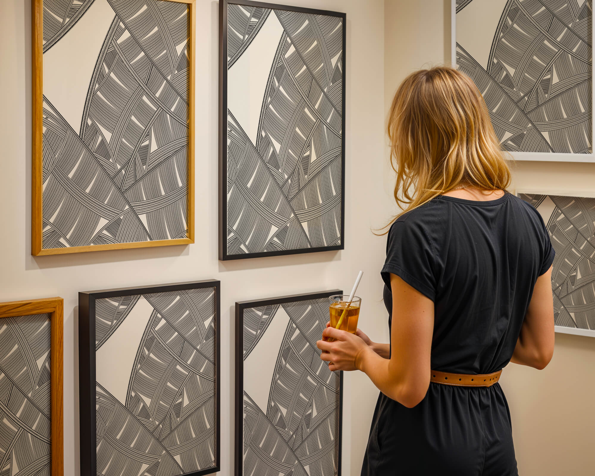 Detailed Abstract Geometric Pattern with Interwoven Stripes - Mi tienda