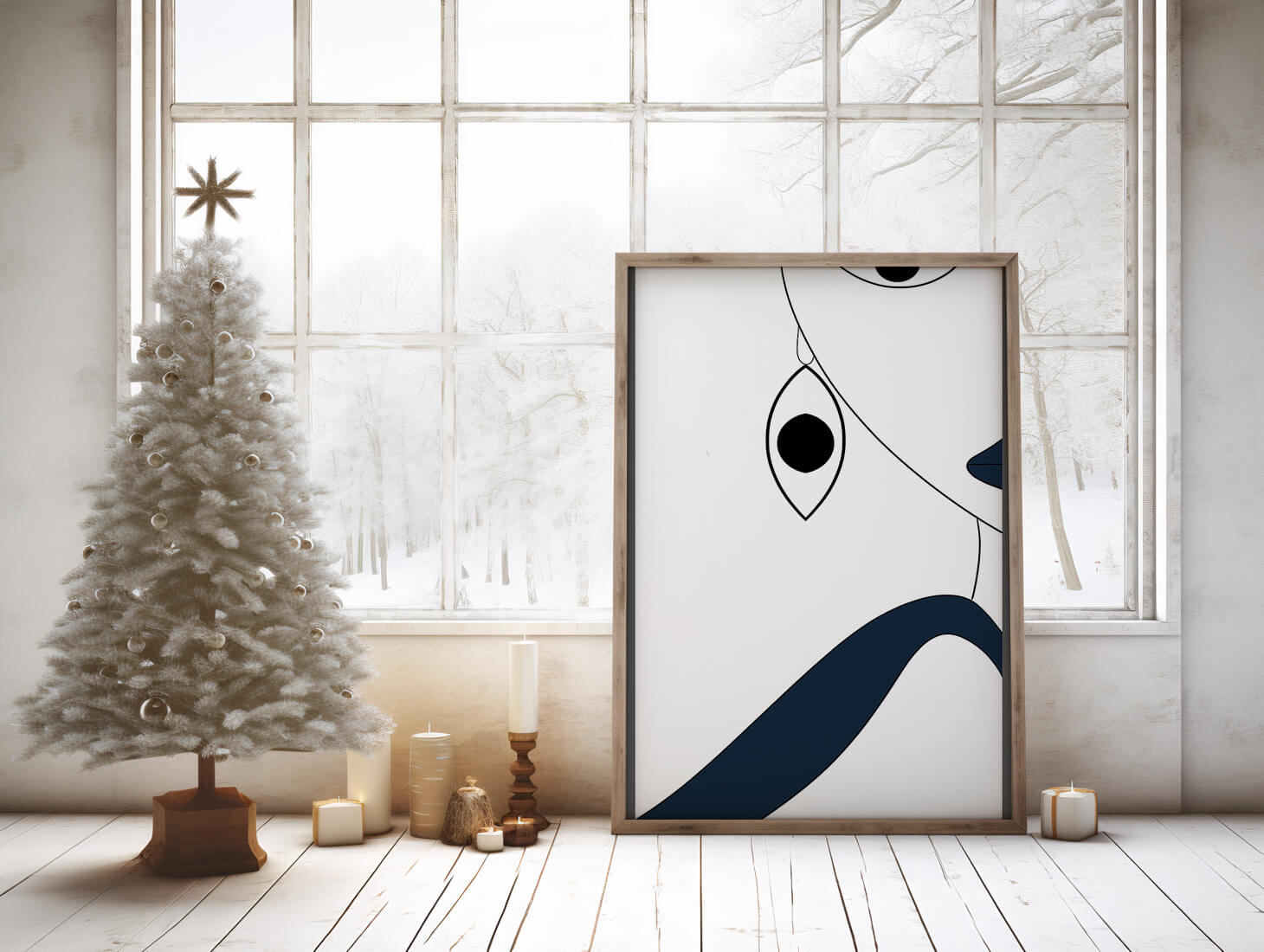 Abstract Minimalist Art with Geometric Shapes and Earring Detail - Mi tienda