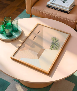 Moderne minimalistische Architekturszene mit Palmblatt