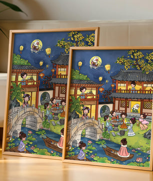 Traditional Chinese Celebration with Lanterns and River