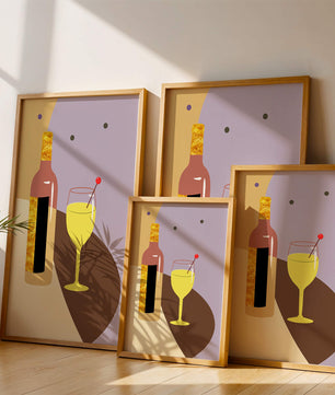 Minimalist Still Life with Wine Bottle and Glass in Soft Tones - Mi tienda
