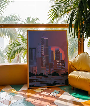 Modern Cityscape at Sunset with Skyscrapers and Vibrant Sky - Mi tienda