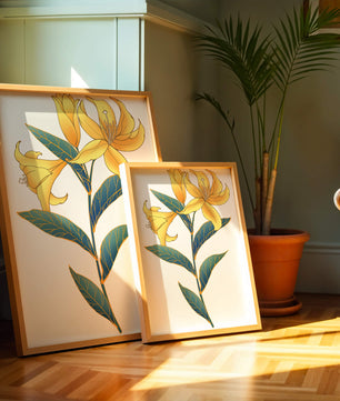 Elegante goldene Lilienillustration mit komplizierten Blattdetails