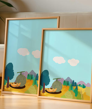 Serene landscape with melon and countryside view