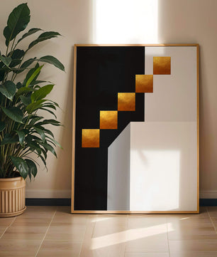 Modern abstract geometric artwork with gold accents - Mi tienda
