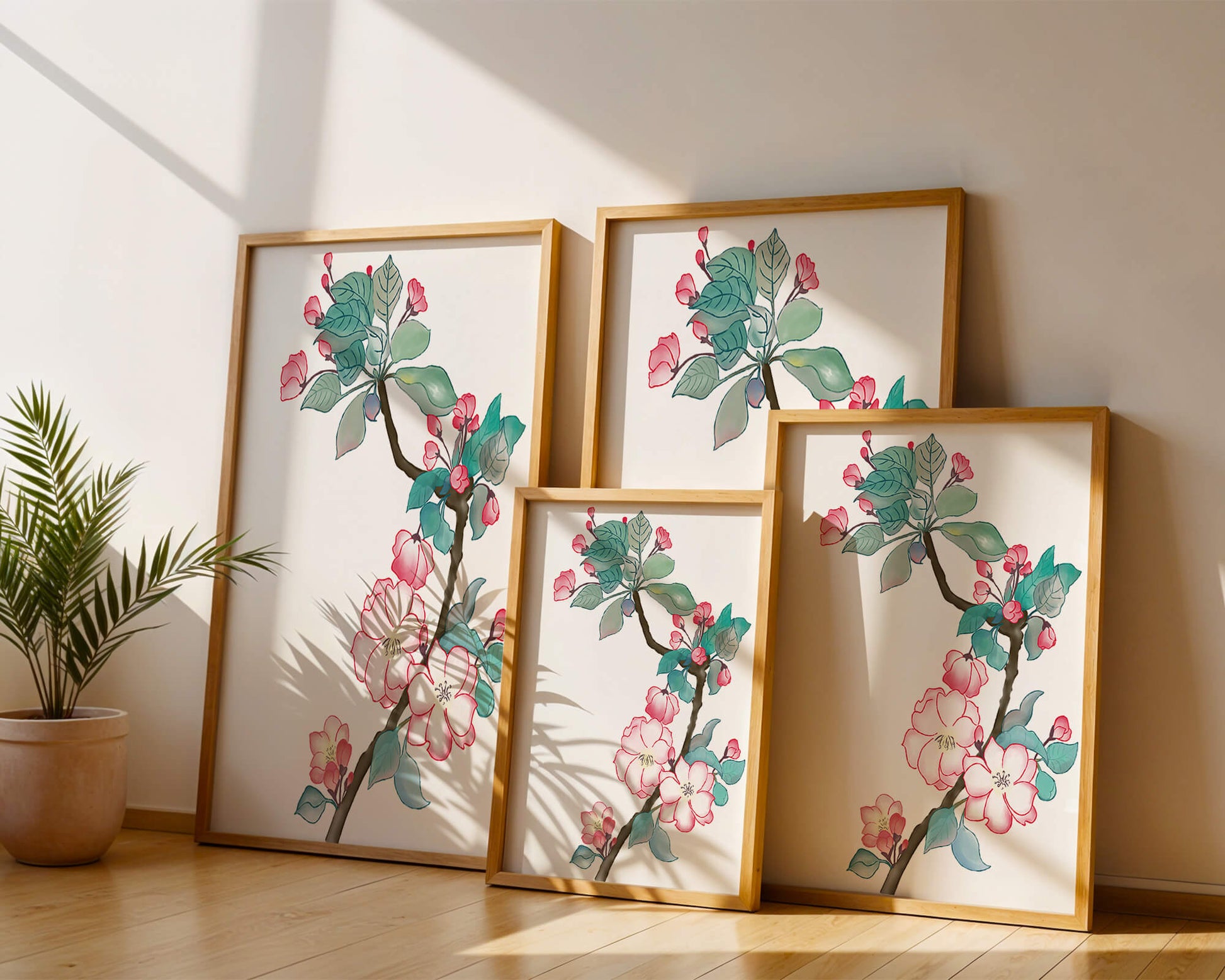 Elegant floral watercolor illustration with cherry blossom
