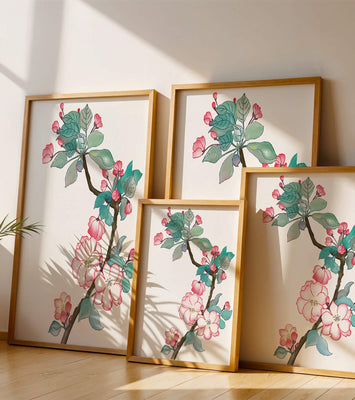 Elegant floral watercolor illustration with cherry blossom