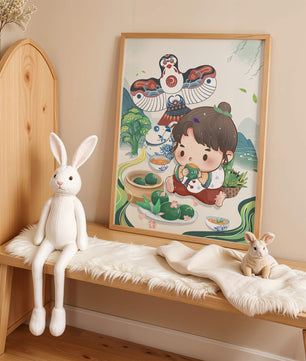 Charmante illustration d’un enfant savourant un plat traditionnel