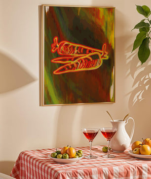 Vibrant abstract carrot illustration with dynamic red and orange patterns