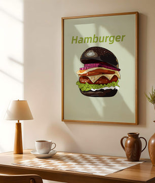 Delicious hamburger illustration with vibrant ingredients