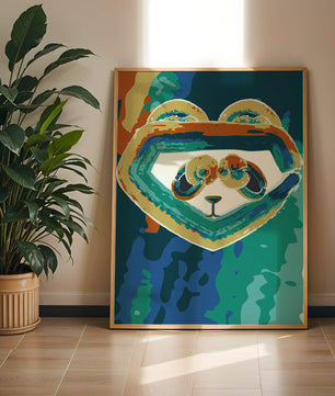 Art abstrait coloré de panda avec des motifs vibrants
