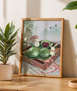 Charming Hasen mit Mochi und Berglandschaft