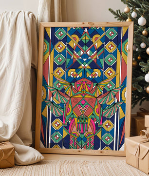 Arte abstracto geométrico colorido con patrones simétricos