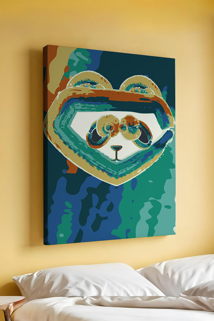 Art abstrait coloré de panda avec des motifs vibrants