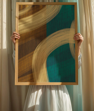 Abstract art with flowing brushstrokes and textured color contrast