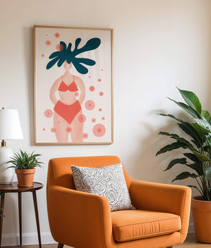 Abstract Illustration of a Woman in Swimwear with Creative Hair Design - Mi tienda