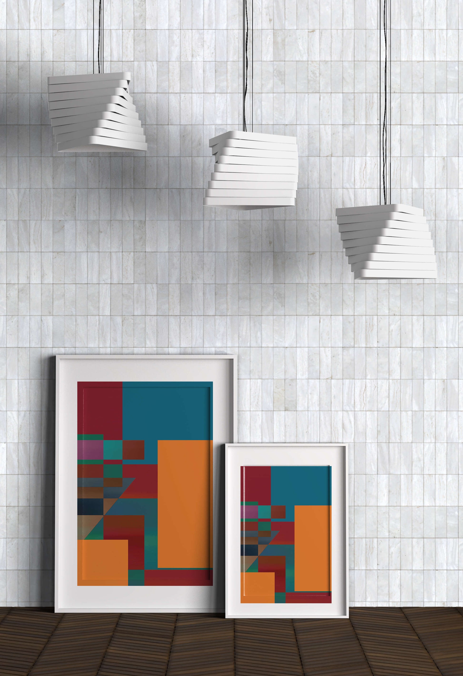 Colorful geometric abstract design with bold blocks and tones