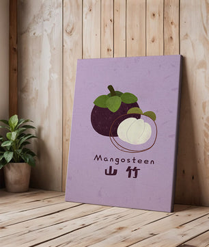 Illustration de fruit de mangoustan avec fond violet