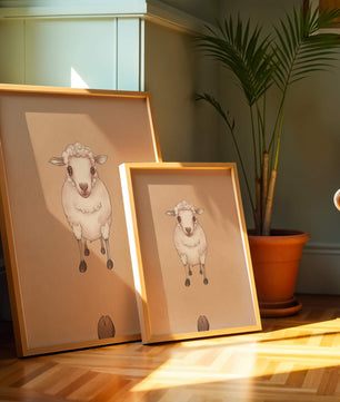 Illustration of an adorable sheep on a textured background